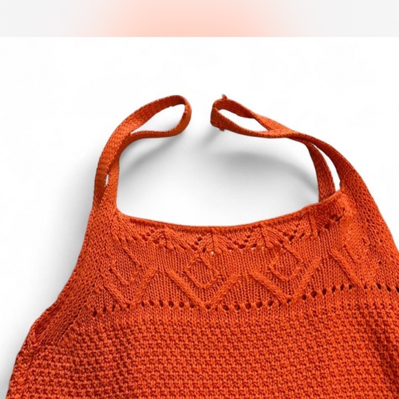 Anthropologie Coastal Grandma Burn Orange Crochet Knit Tank Top - Picture 5 of 6